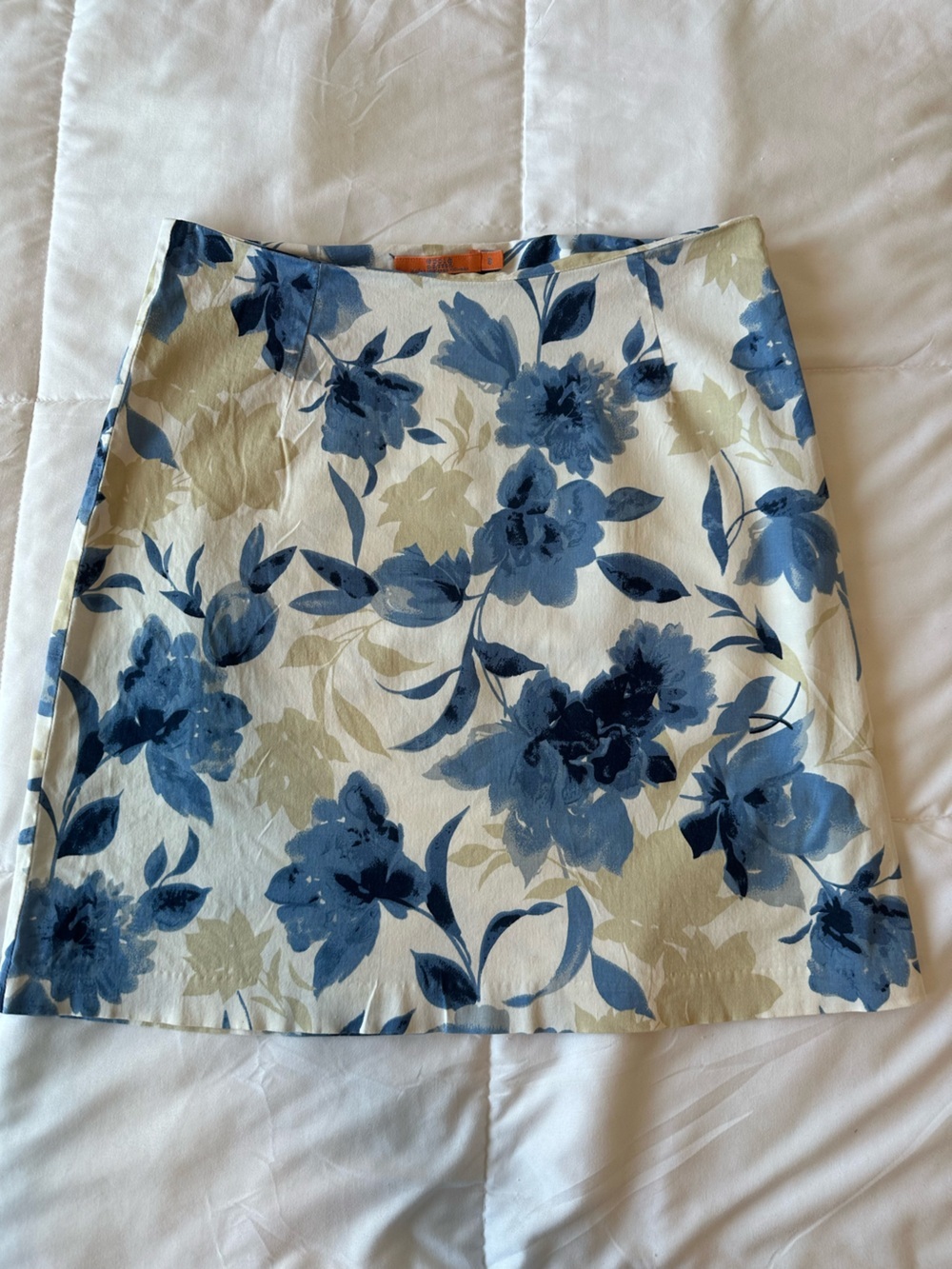 Women’s Italian Blue & White Floral Mini Skirt Size S Old Money Aesthetic